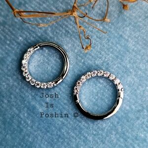 Dainty Moissanite Hoop earrings in sterling silver